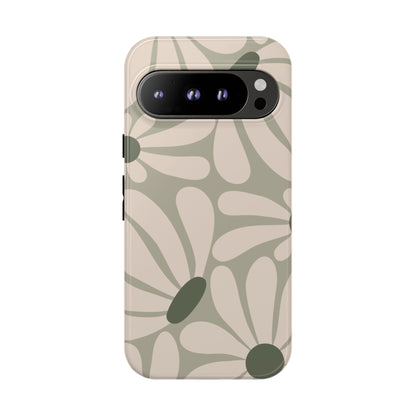 Retro Cream & Green Daisy Pattern Phone Case - White Phone Case - Google Pixel 9 Pro / Glossy