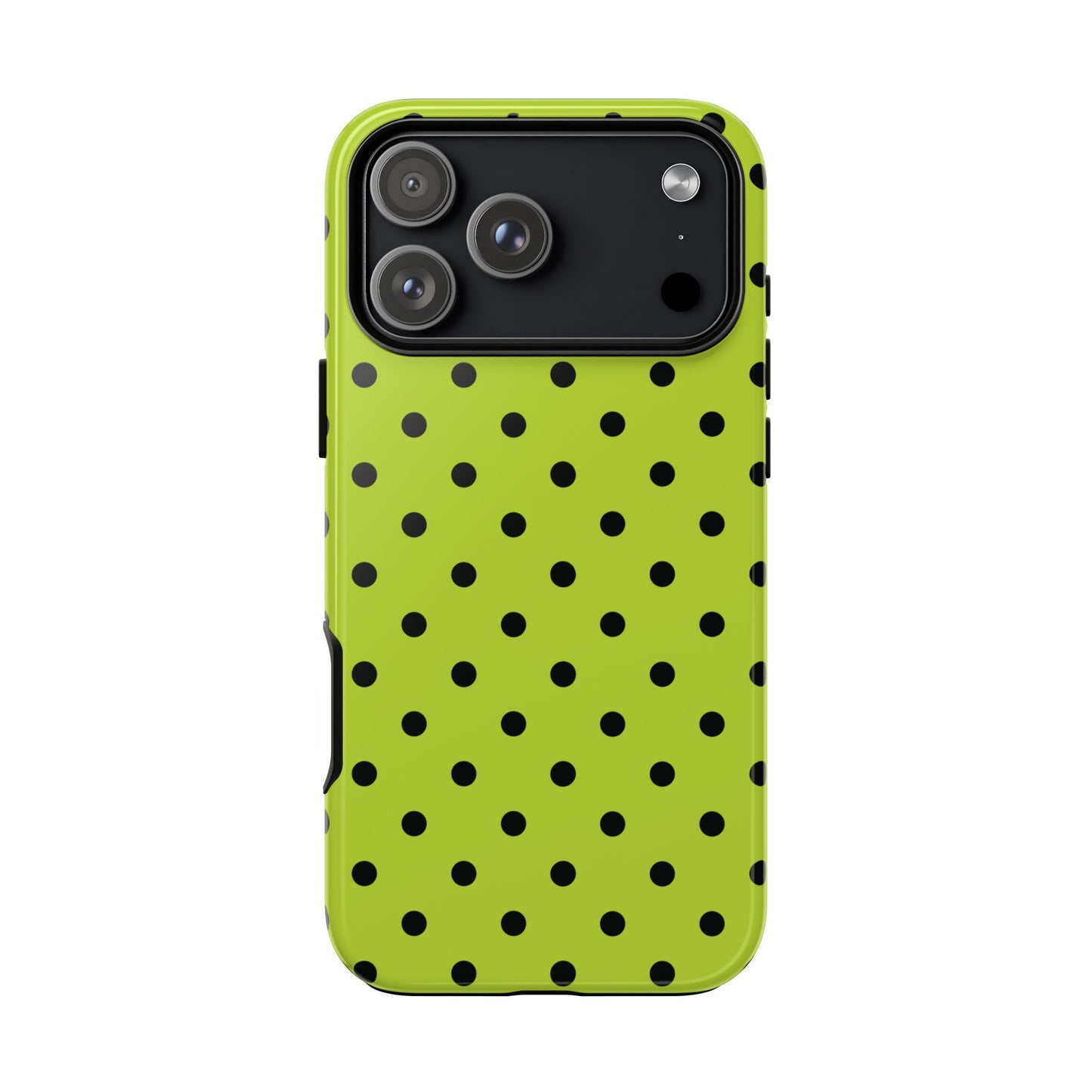 Trendy Neon Lime Green & Black Dot Pattern Phone Case