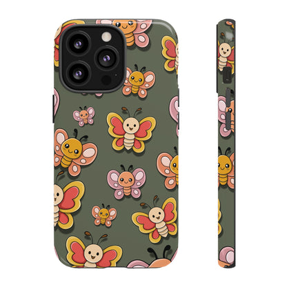 iPhone 13 Pro / Glossy Phone Case - Green Butterfly Sticker Design Phone Case