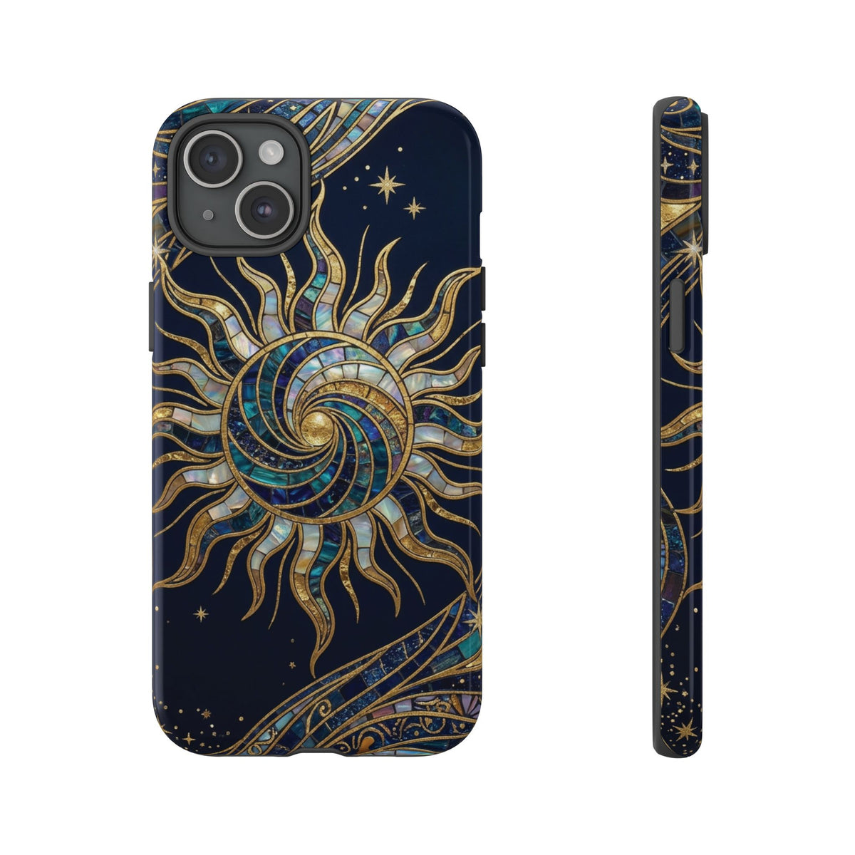 Elegant Navy & Gold Solar Spiral Phone Case