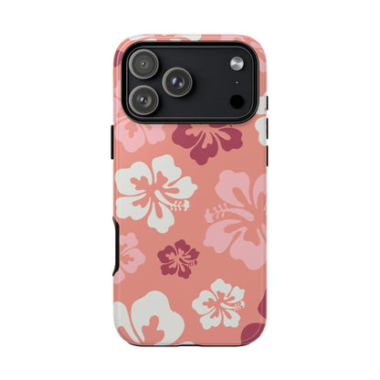 iPhone 17 Pro Max / Glossy Phone Case - ’Pink Hibiscus Retro Pattern #3’ Phone Case