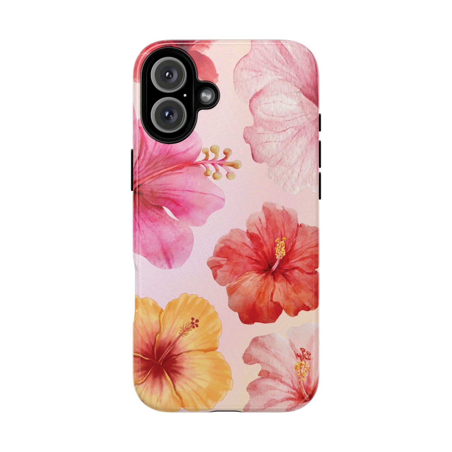 iPhone 16 Plus / Glossy Phone Case - ’Pink Hibiscus Pattern #1’ Phone Case