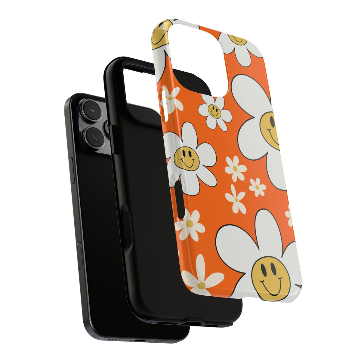 Fun Retro Daisy Pattern with Orange Background Phone Case - Orange Phone Case