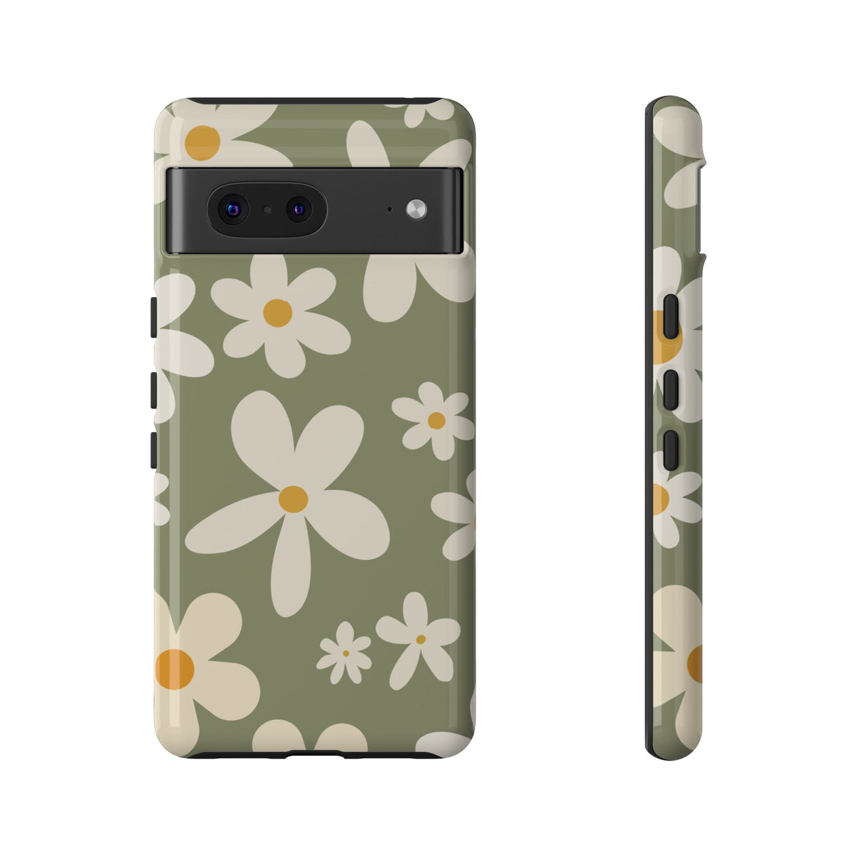 Chic Green Daisy Pattern Phone Case - Green Phone Case - Google Pixel 7 / Glossy