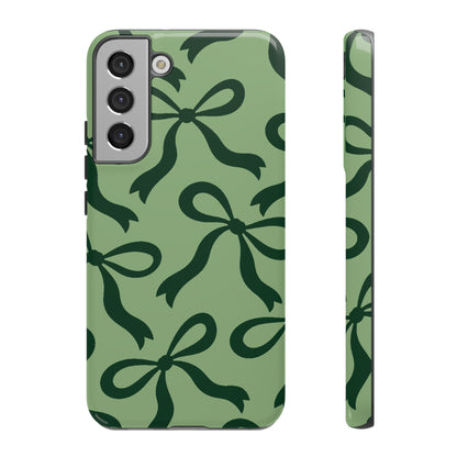 Bold Sage Green and Forest Green Bow Pattern Phone Case - Green Phone Case - Samsung Galaxy S22 Plus / Glossy