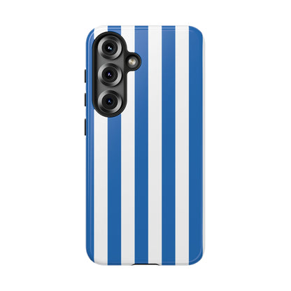 Samsung Galaxy S25 / Glossy Phone Case - Simple Light Blue & White Stripe Pattern Phone Case