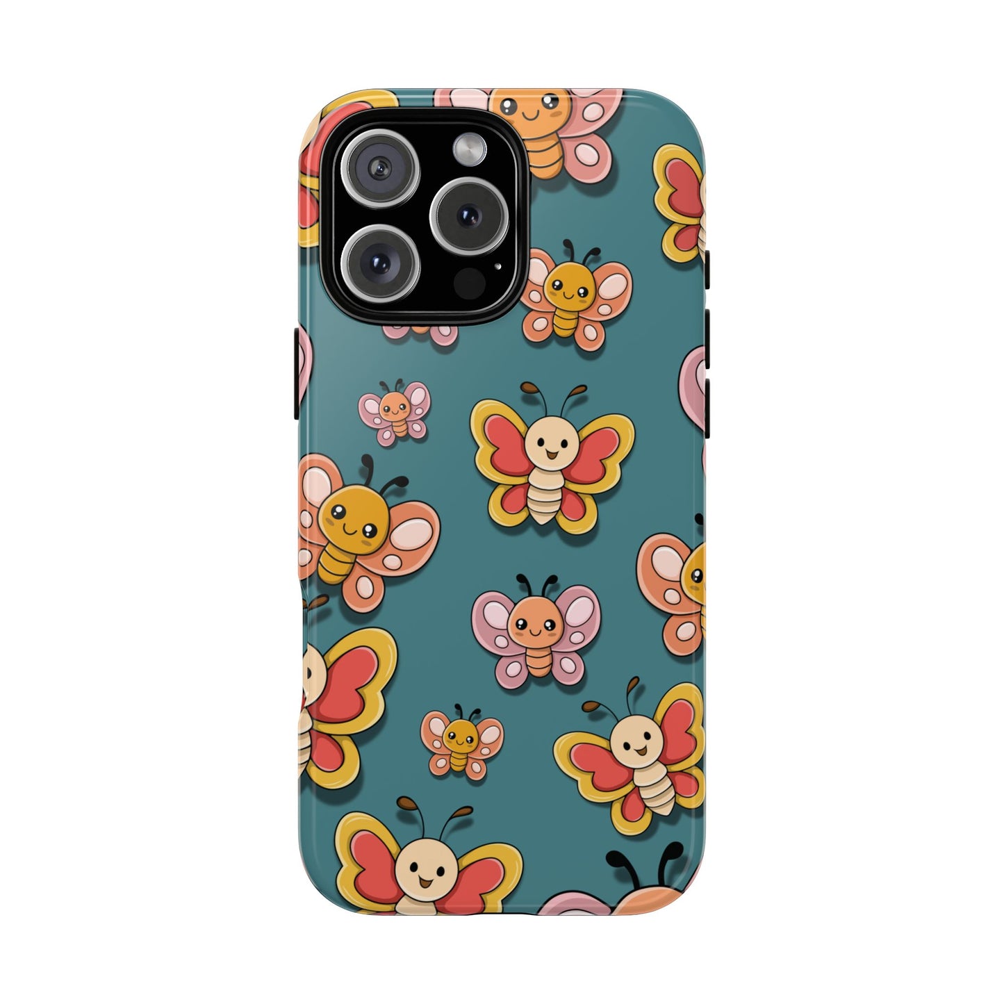 Blue Butterfly Sticker Design Phone Case - Blue Phone Case - iPhone 16 Pro Max / Glossy