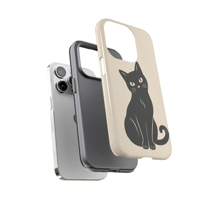 Minimalist Cream & Black Cat Phone Case