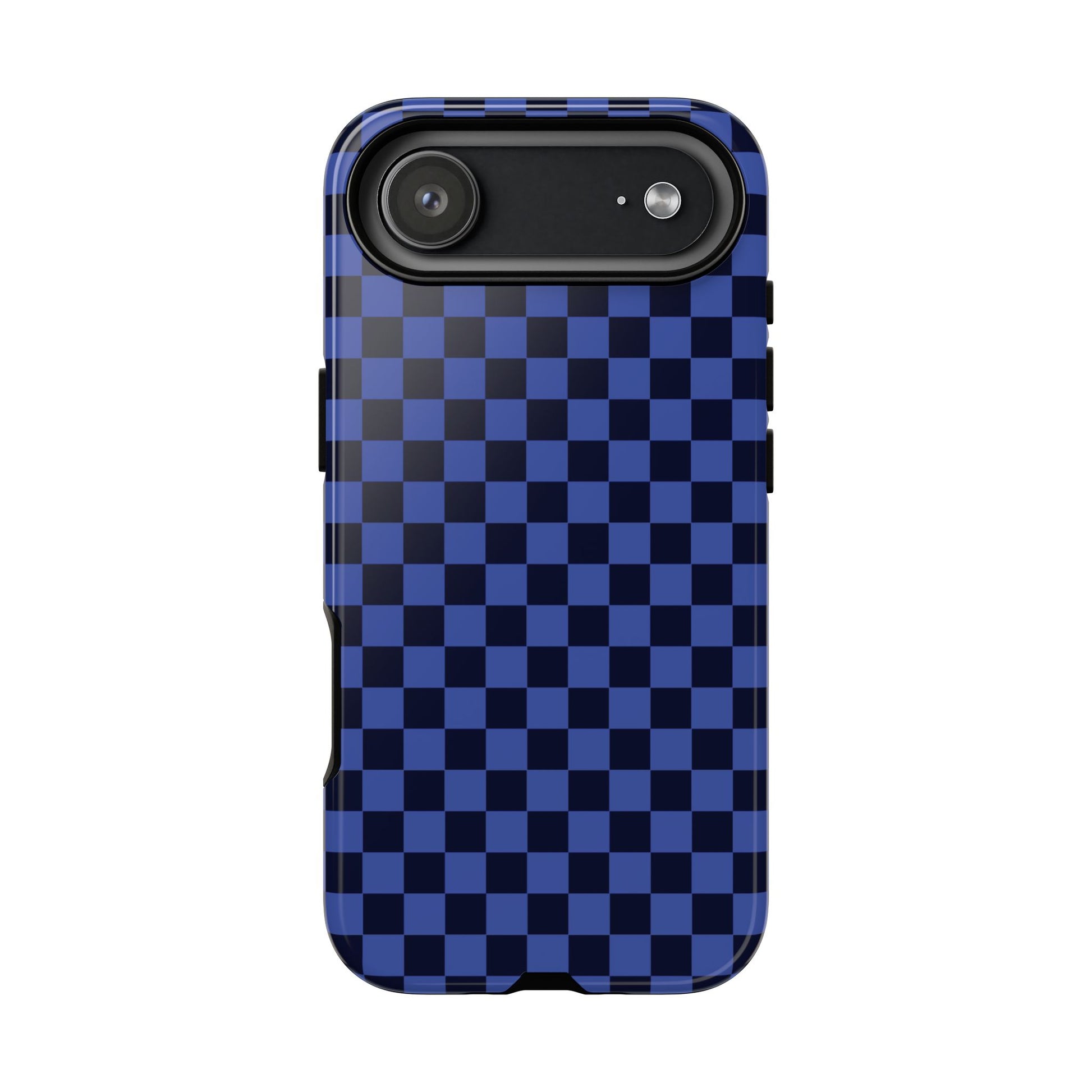 iPhone 17 Air / Glossy Phone Case - ’Bold Blue Checkered Pattern’ Phone Case