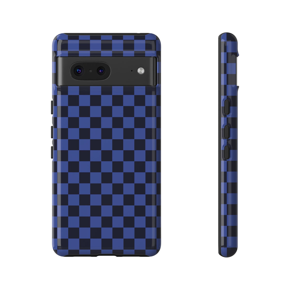 Bold Blue Small Checked Pattern Phone Case - Blue Phone Case - Google Pixel 7 / Glossy