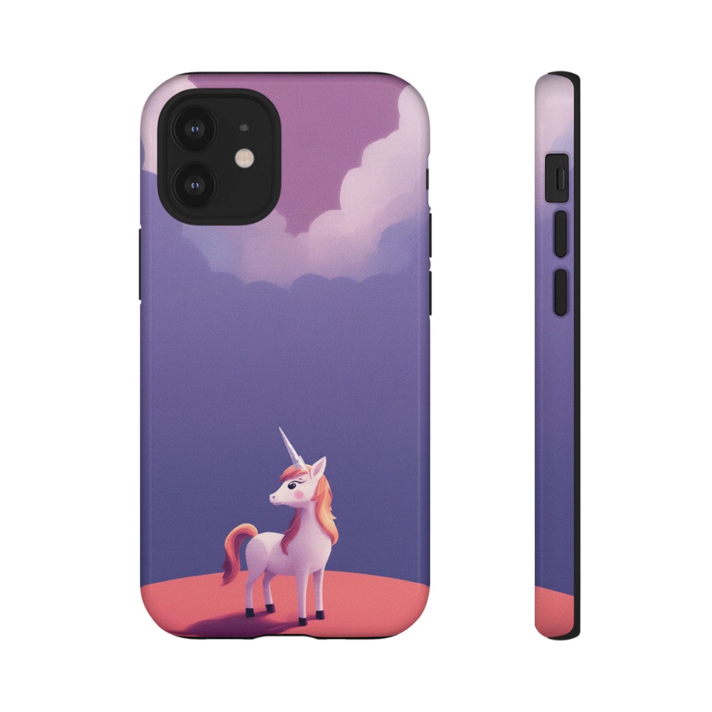 iPhone 12 Mini / Glossy Phone Case - Cute Unicorn & Cloud Design Phone Case