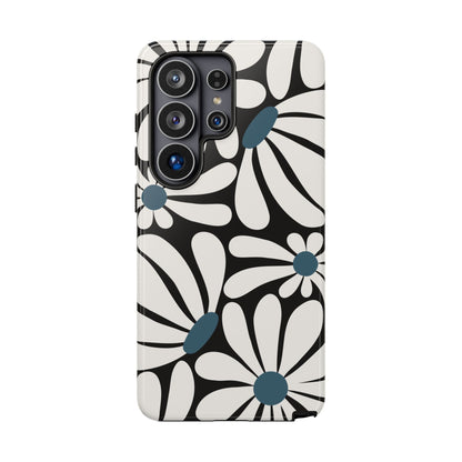 Retro Black Daisy Pattern Phone Case - Black Phone Case - Samsung Galaxy S26 Ultra / Glossy