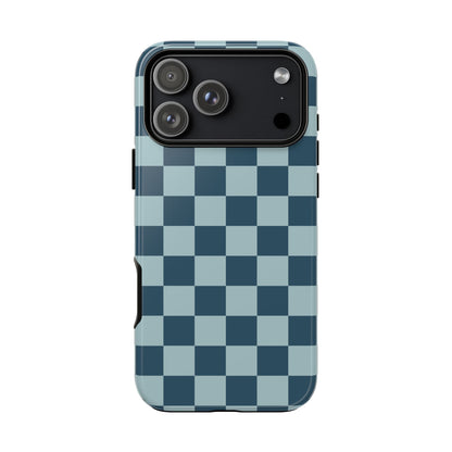 iPhone 17 Pro Max / Glossy Phone Case - ’Blue Checkered Pattern’ Phone Case