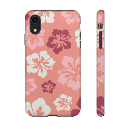 iPhone XR / Glossy Phone Case - ’Pink Hibiscus Retro Pattern #3’ Phone Case