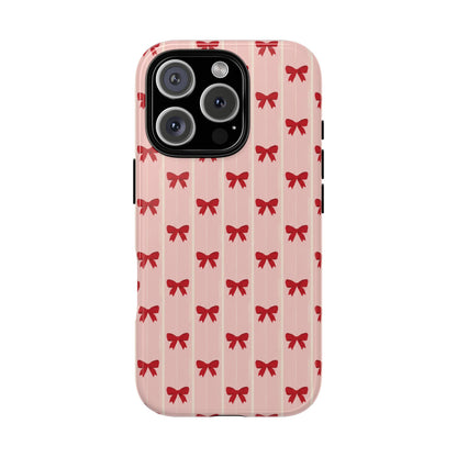 Retro Cherry Red Bow Pattern Phone Case