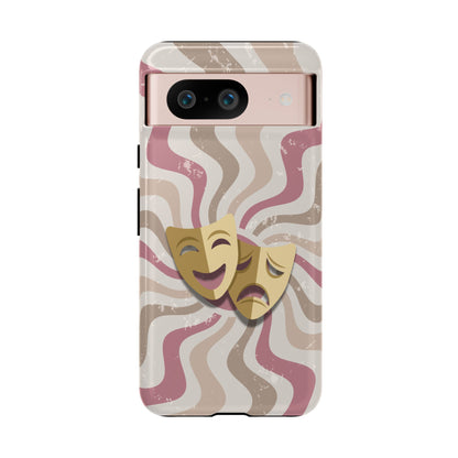 Comedy & Tragedy Masks – Pink Minimal Retro Wave Phone Case - Pink Phone Case - Google Pixel 8 / Glossy