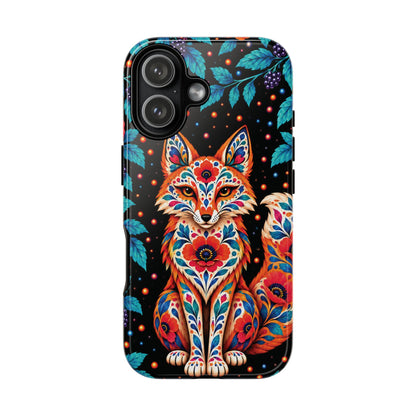 Vibrant Orange and Turquoise Calavera Fox Phone Case - Multicolor Phone Case - iPhone 17 / Glossy