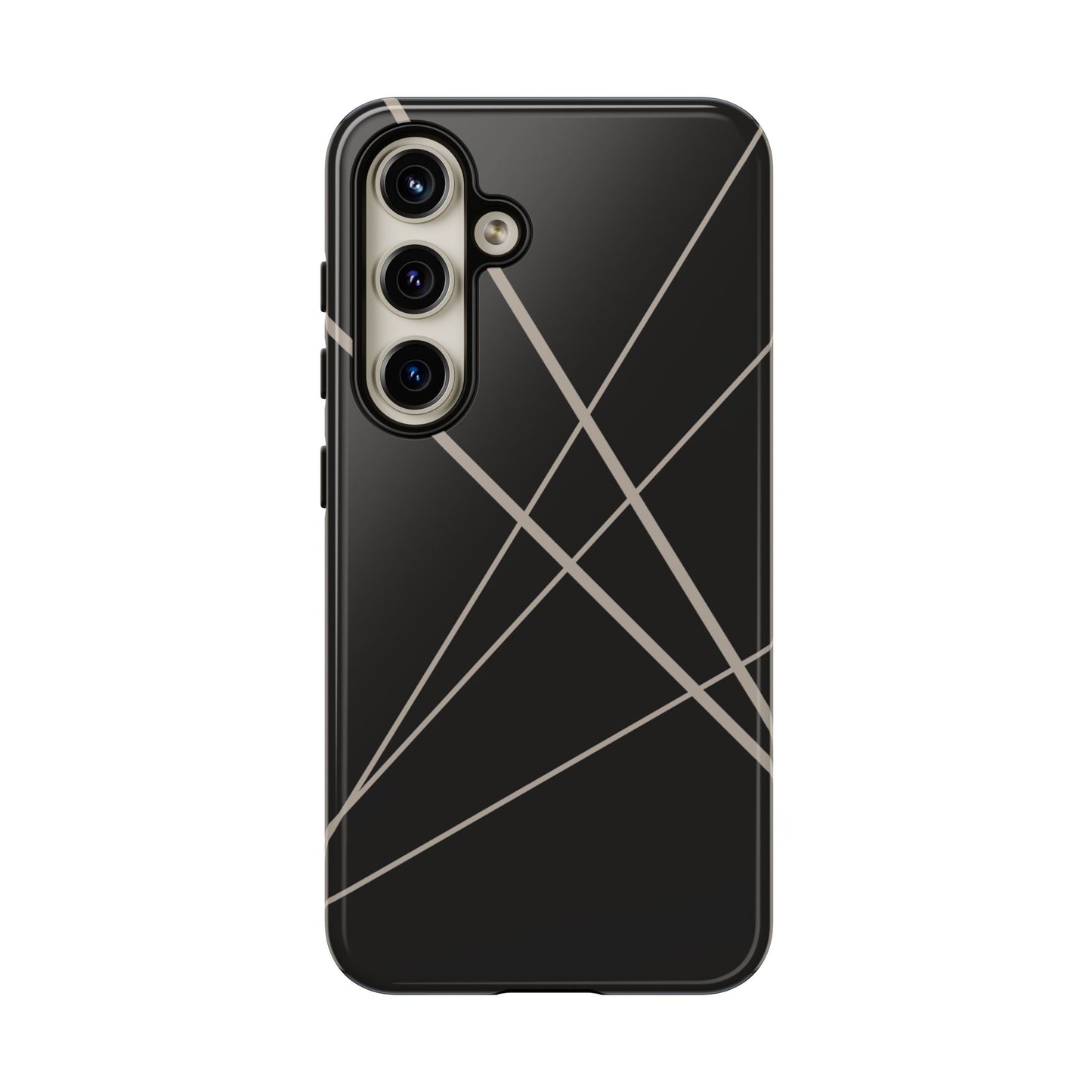 Samsung Galaxy S24 / Glossy Phone Case - Abstract Black with Grey Lines Phone Case