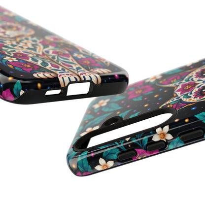 Vibrant Purple and Teal Calavera Cat Phone Case - Multicolor Phone Case