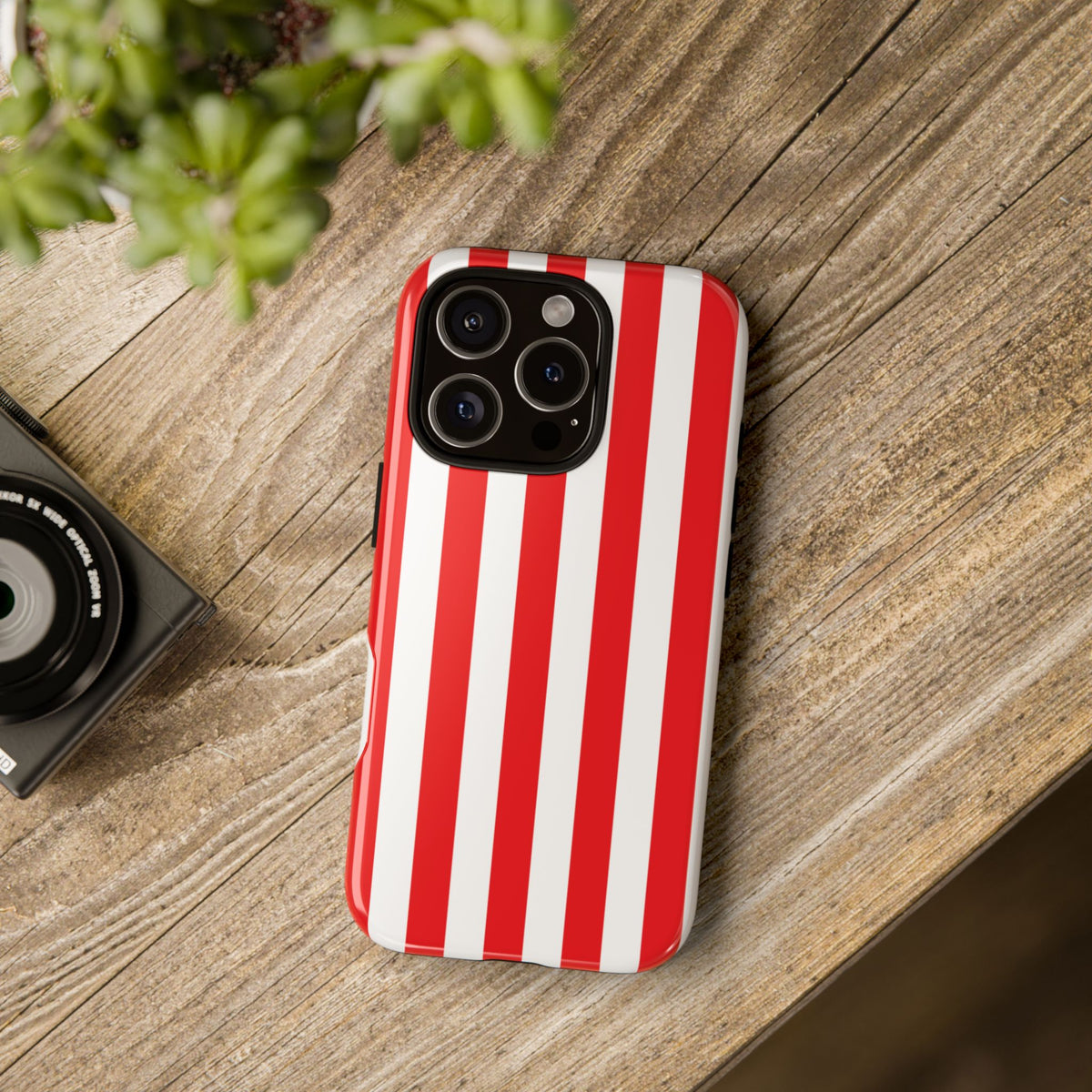 Simple Red & White Stripe Pattern Phone Case - Red Phone Case