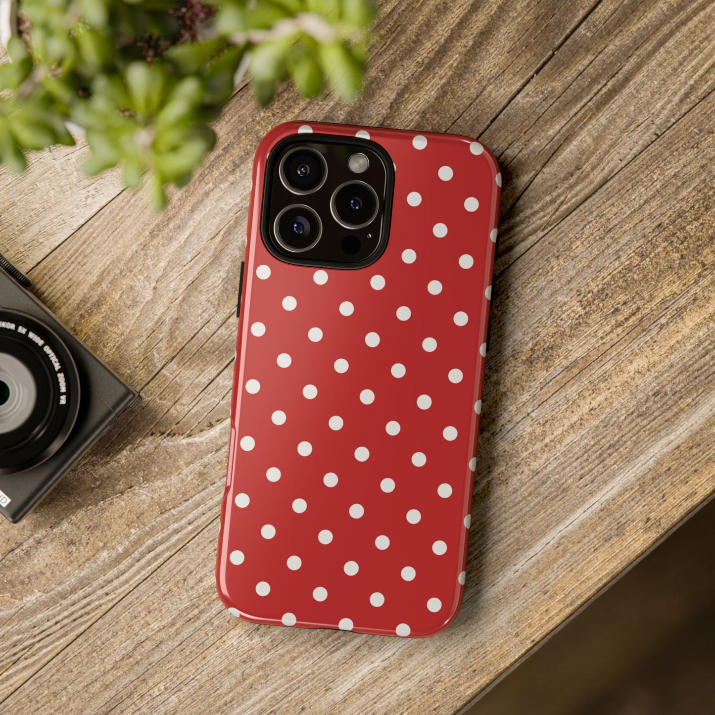 Red with White Dot Pattern Phone Case