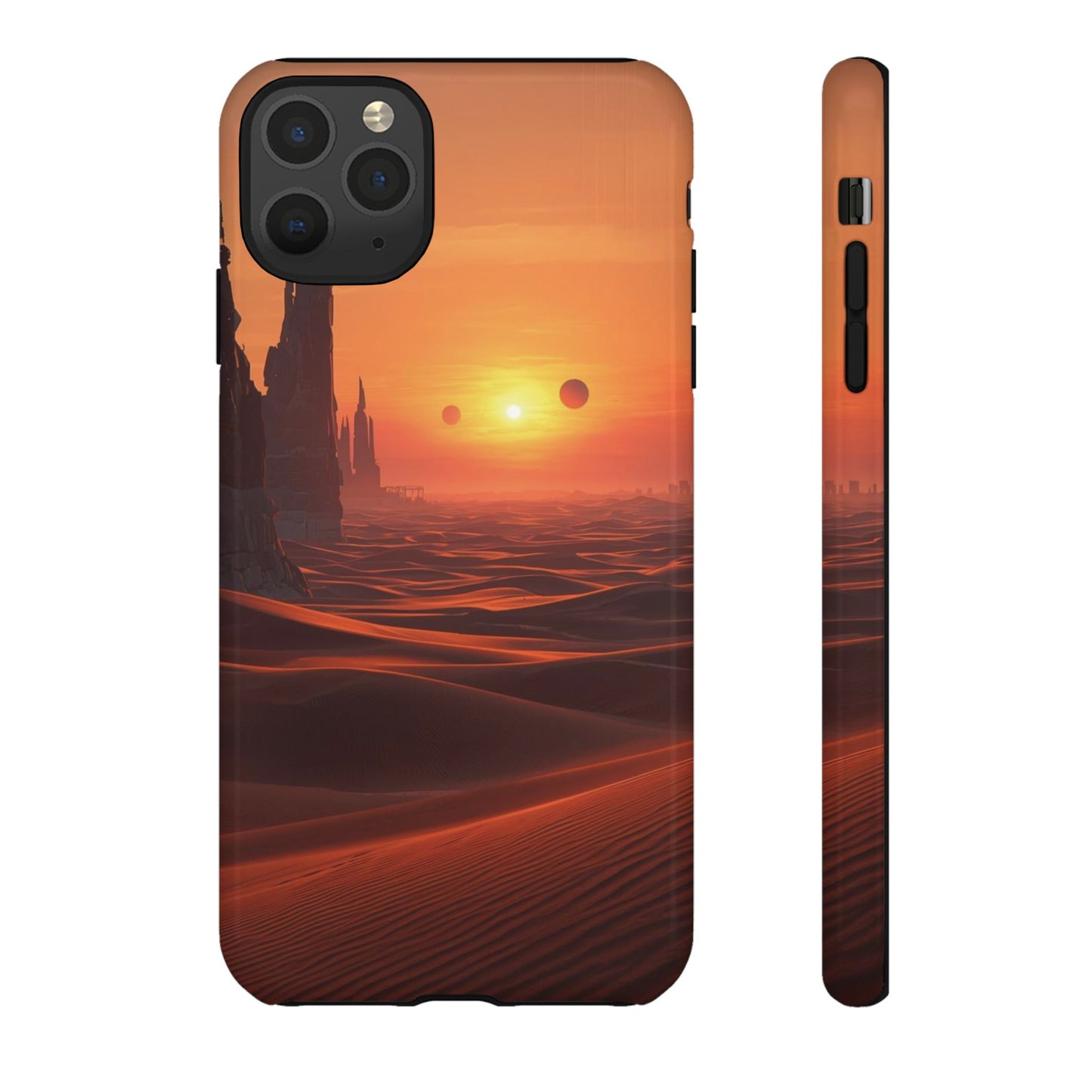 Twin Suns Desert World Sci-fi Phone Case - Orange Phone Case - iPhone 11 Pro Max / Glossy