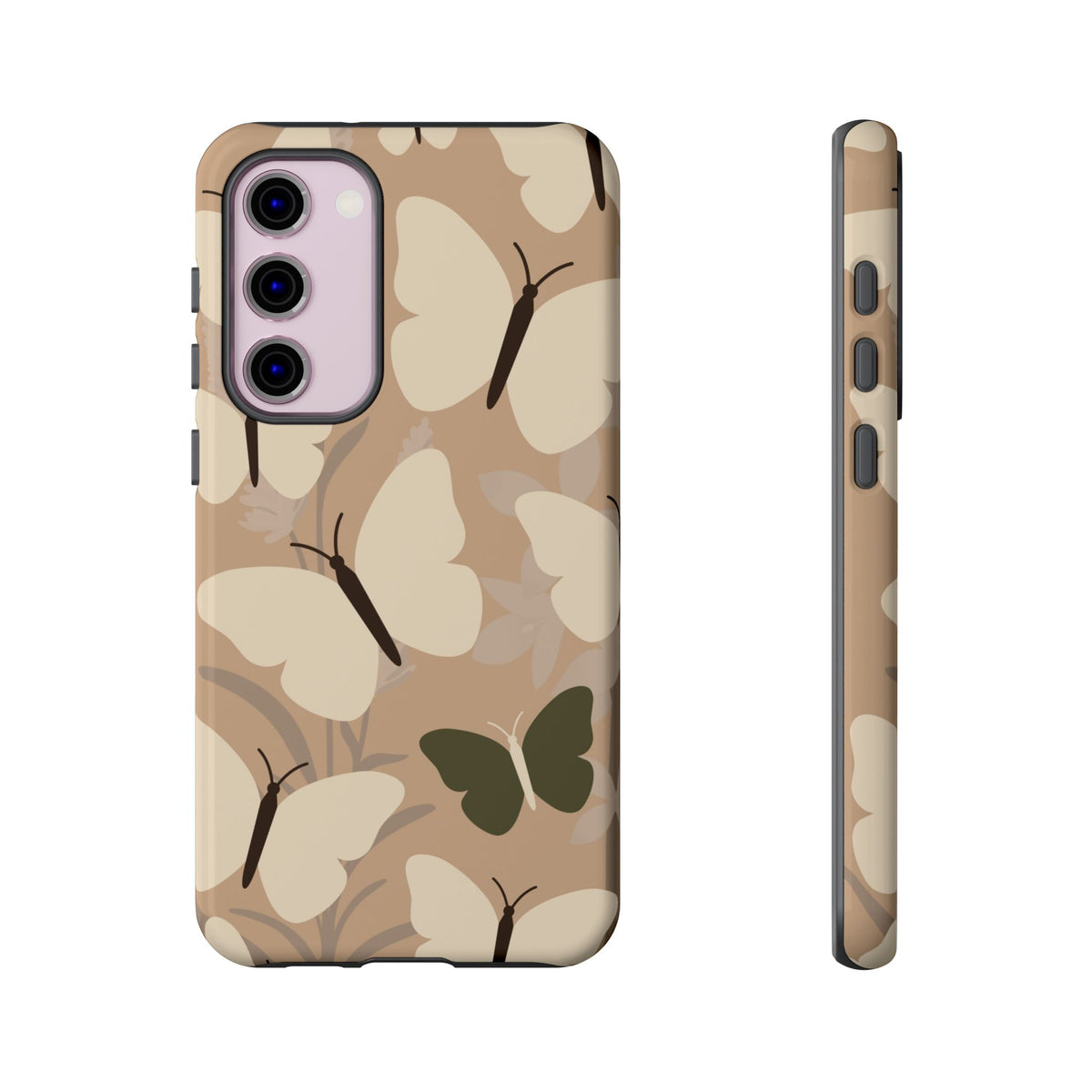 Minimalist Beige Butterfly Pattern Phone Case - Beige Phone Case - Samsung Galaxy S23 Plus / Glossy
