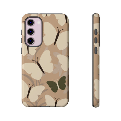 Minimalist Beige Butterfly Pattern Phone Case - Beige Phone Case - Samsung Galaxy S23 Plus / Glossy