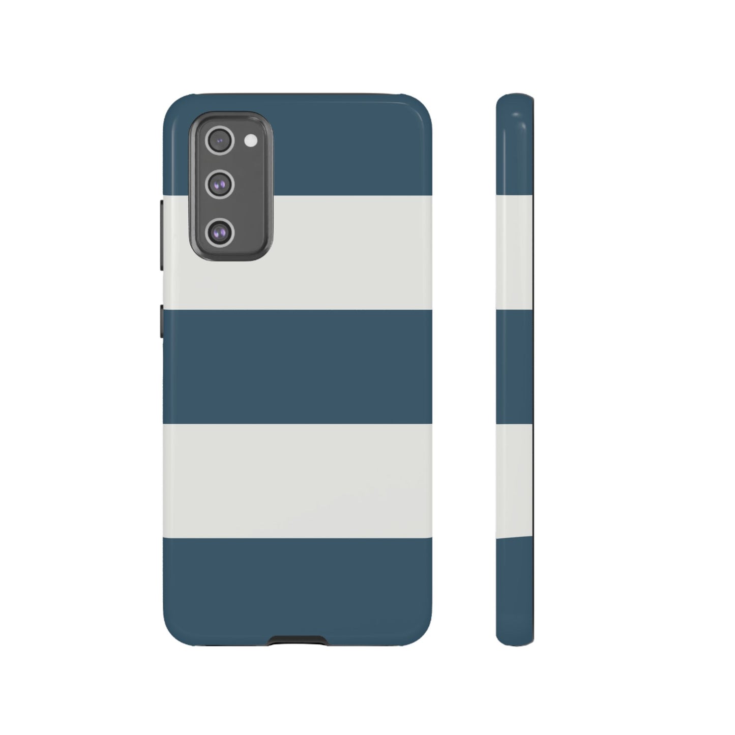 Samsung Galaxy S20 FE / Glossy Phone Case - Blue & White Horizontal Stripe Pattern Phone Case