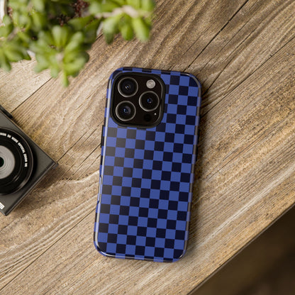 Bold Blue Small Checked Pattern Phone Case - Blue Phone Case