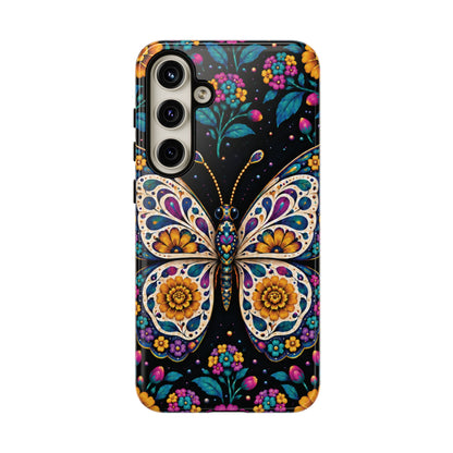 Vibrant Purple and Teal Calavera Butterfly Phone Case - Multicolor Phone Case - Samsung Galaxy S24 Plus / Glossy