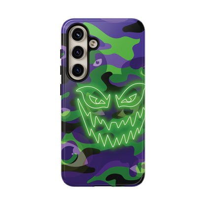 Samsung Galaxy S24 / Glossy Phone Case - Green & Purple Neon Face Camo Phone Case