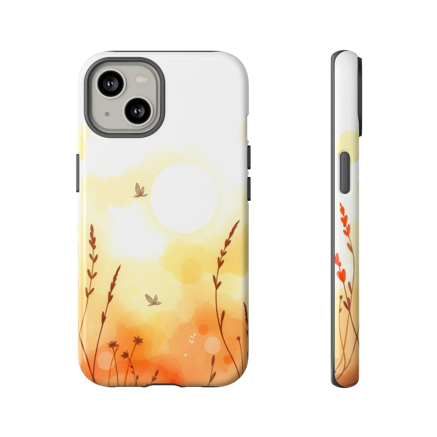iPhone 14 / Glossy Phone Case - Boho Chic Watercolour Wildflower Pattern Phone Case