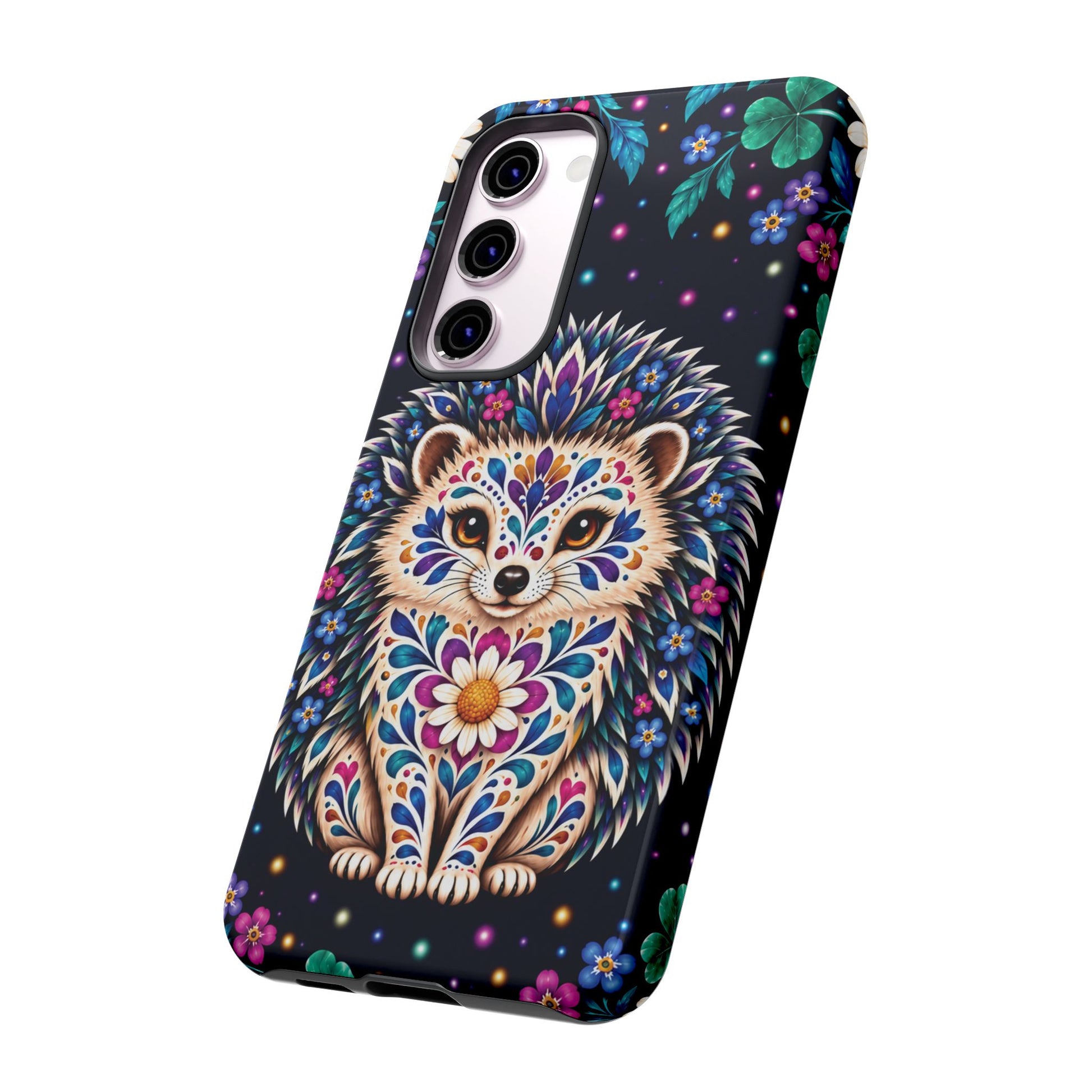 Vibrant Purple and Teal Calavera Hedgehog Phone Case - Multicolor Phone Case