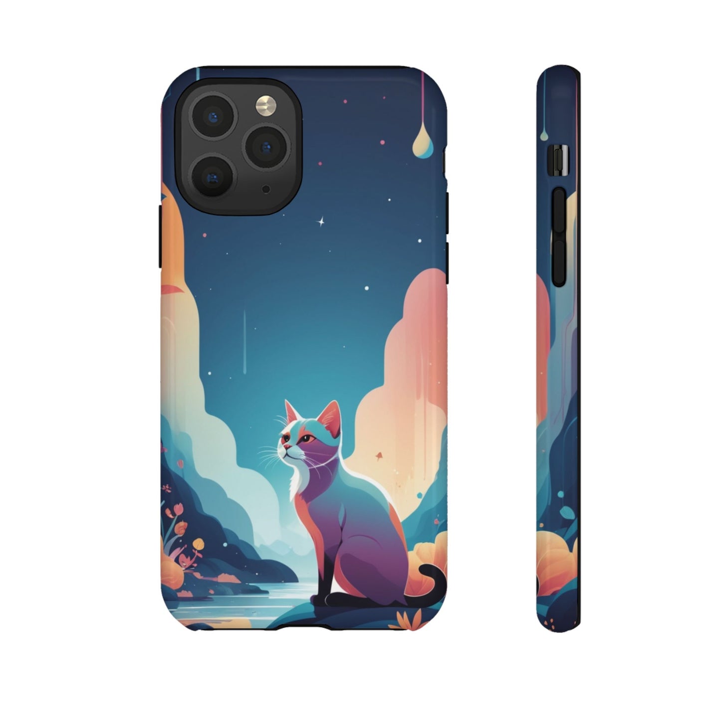 iPhone 11 Pro / Glossy Phone Case - Stylised Cat Design Phone Case