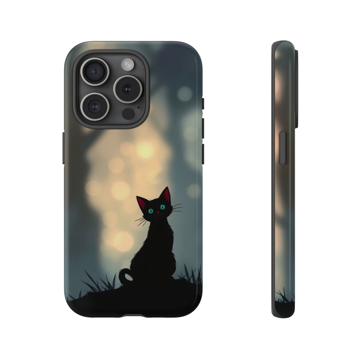 iPhone 15 Pro / Glossy Phone Case - Gothic Cat Design Phone Case