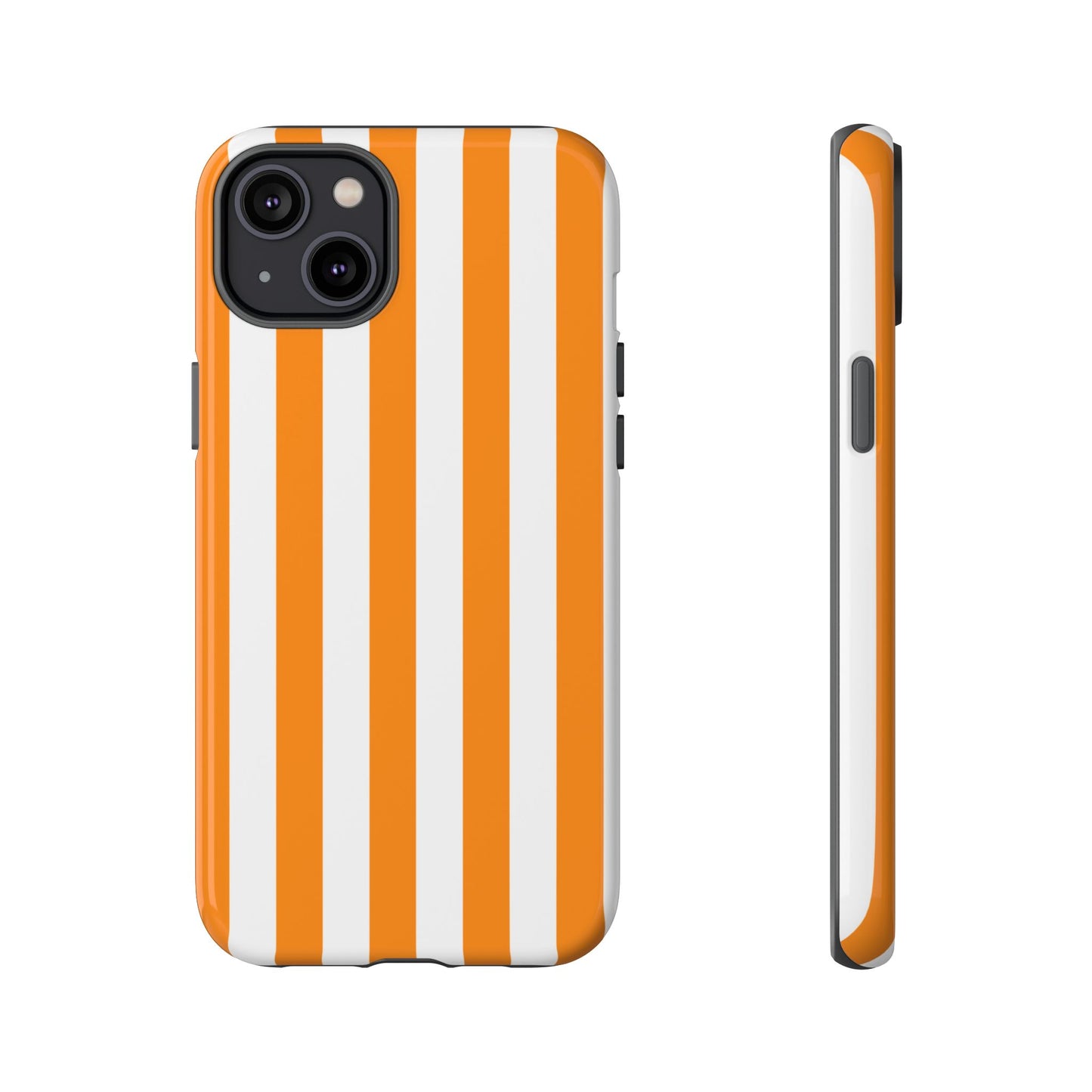 iPhone 14 Plus / Glossy Phone Case - Simple Yellow & White Stripe Pattern Phone Case