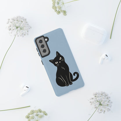 Minimalist Powder Blue & Black Cat Phone Case