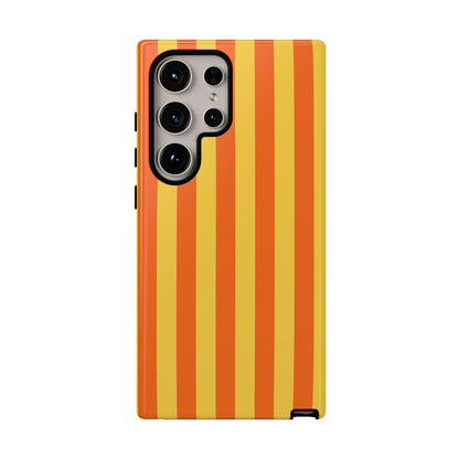 Samsung Galaxy S24 Ultra / Glossy Phone Case - Trendy Orange & Yellow Stripe Pattern Phone Case