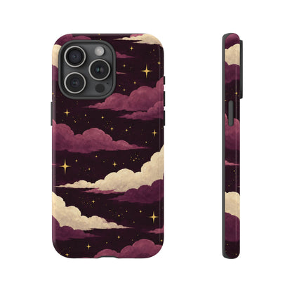 Illustrated Plum Clouds & Stars Phone Case