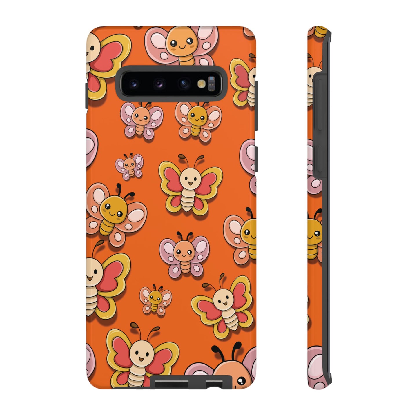 Samsung Galaxy S10 Plus / Glossy Phone Case - Orange Butterfly Sticker Design Phone Case