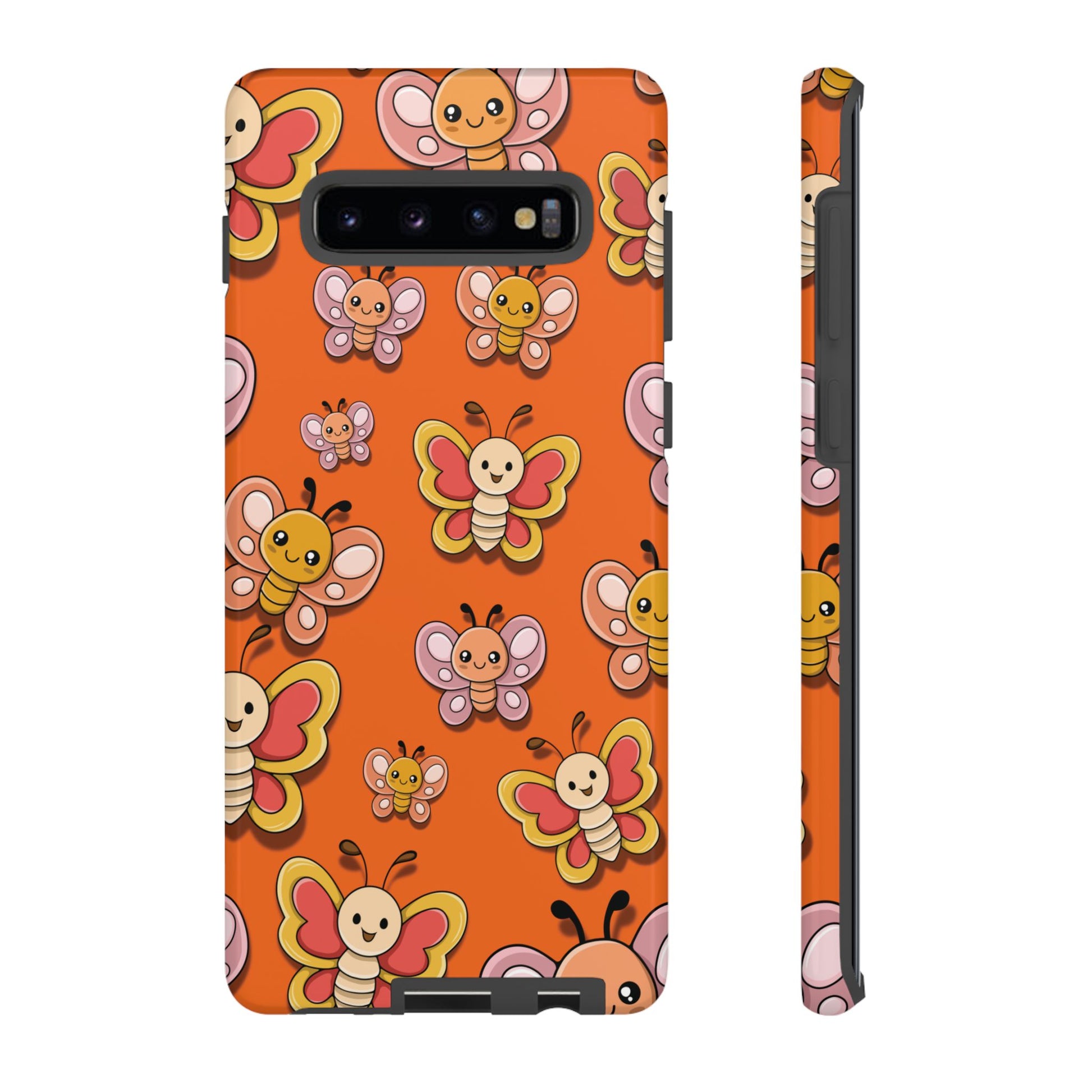 Orange Butterfly Sticker Design Phone Case - Orange Phone Case - Samsung Galaxy S10 Plus / Glossy