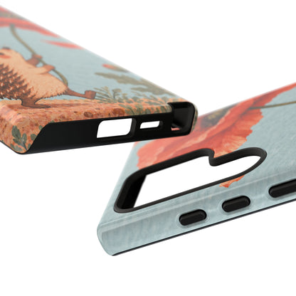 Whimsical Pale Blue Hedgehog and Poppy Phone Case - Blue Phone Case