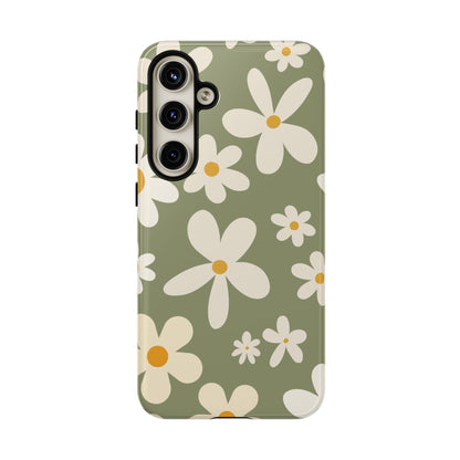 Samsung Galaxy S24 Plus / Glossy Phone Case - ’Green Daisy Pattern’ Phone Case