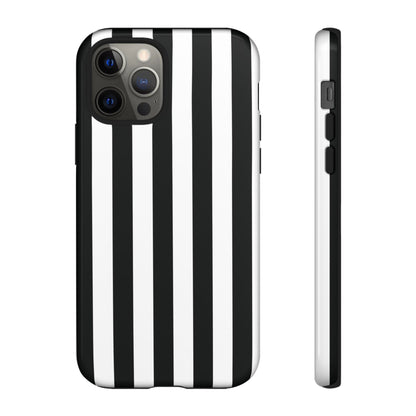 iPhone 12 Pro / Glossy Phone Case - Simple Black & White Stripe Pattern Phone Case