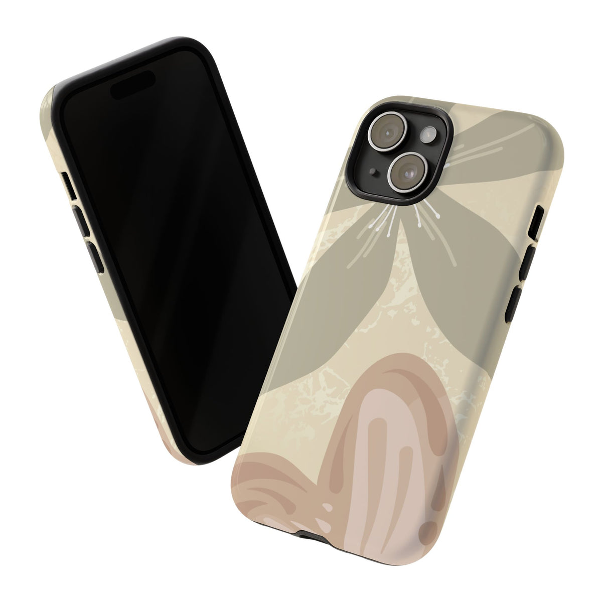 Hibiscus Heart Pattern Phone Case - Beige Phone Case