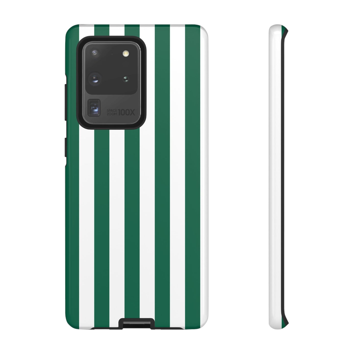 Samsung Galaxy S20 Ultra / Glossy Phone Case - Simple Green & White Stripe Pattern Phone Case