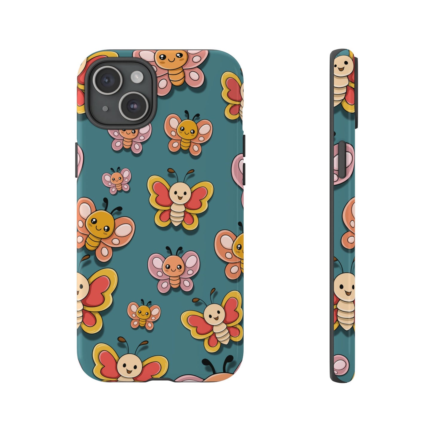 Blue Butterfly Sticker Design Phone Case - Blue Phone Case - iPhone 15 Plus / Glossy