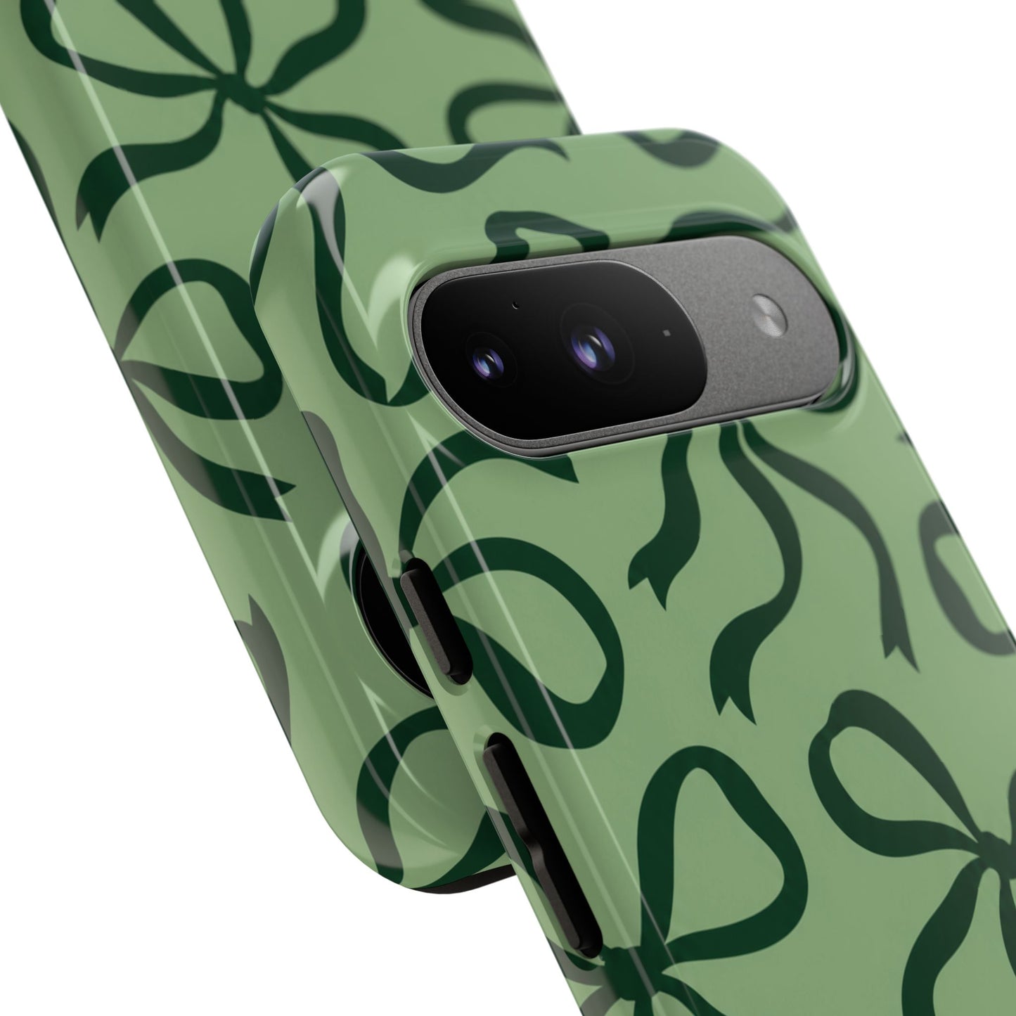 Bold Sage Green and Forest Green Bow Pattern Phone Case