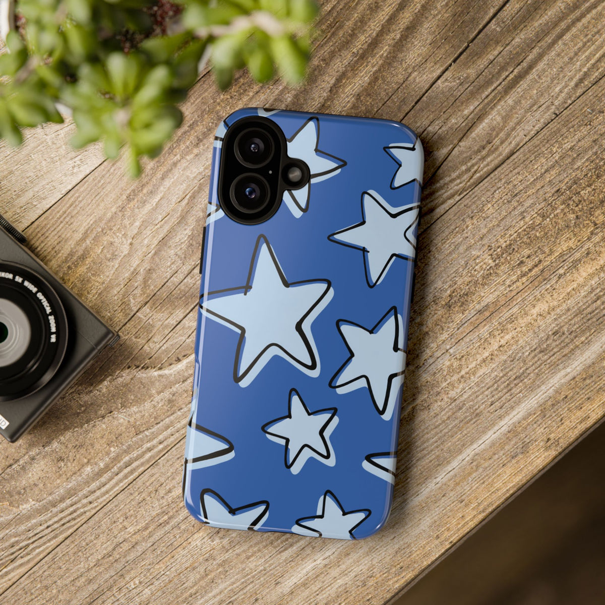 Cobalt Blue Doodle Star Phone Case